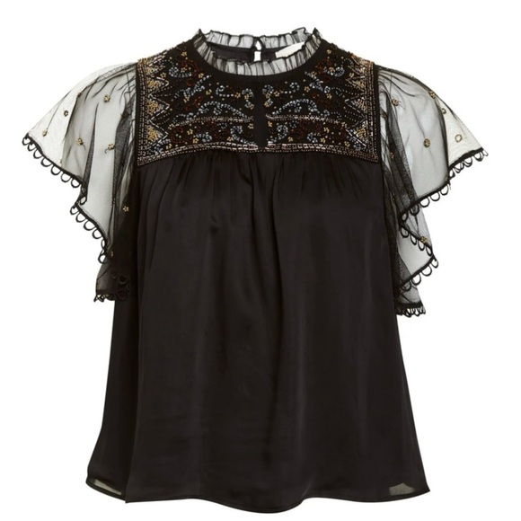 Love The Label Serafina Embellished top black size L - Picture 1 of 11